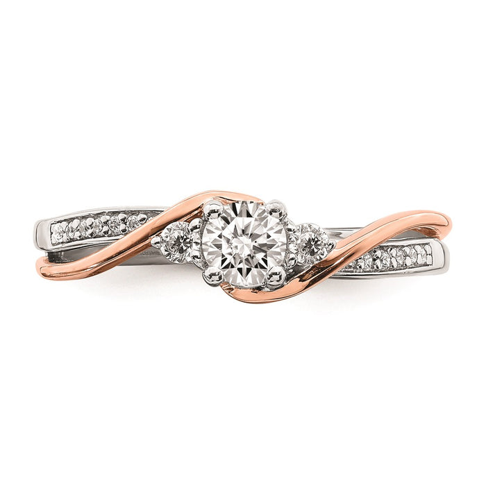 Buy Exclusive 10K White & Rose Gold Semi-Mount Ring | 1/4 Carat Center, Stylish Accents-4