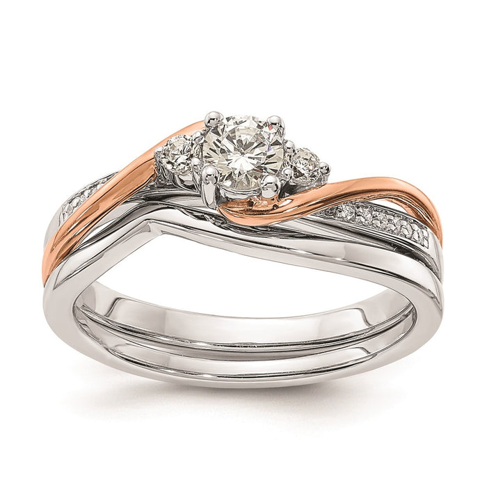 Buy Exclusive 10K White & Rose Gold Semi-Mount Ring | 1/4 Carat Center, Stylish Accents-7