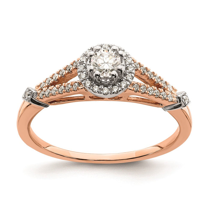 High-quality 10K Rose Gold Halo Engagement Ring | 1/3 Carat Diamond, Stylish Value-1