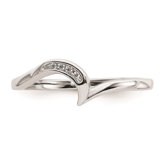 Buy Stylish 10K White Gold Wedding Band with 0.02 Carat Diamond Accent-4
