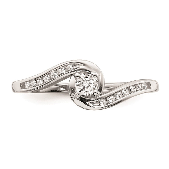 Buy Exclusive 10K White Gold Bypass Engagement Ring with 1/5 Carat Diamond Accent-4