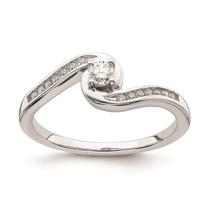 Buy Exclusive 10K White Gold Bypass Engagement Ring with 1/5 Carat Diamond Accent-1