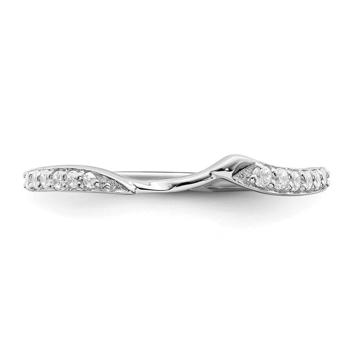 Buy Stylish 10K White Gold Contoured Wedding Band with 1/15 Carat Diamonds-4
