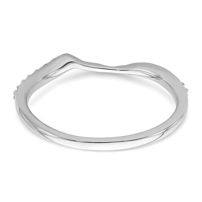 Buy Stylish 10K White Gold Contoured Wedding Band with 1/15 Carat Diamonds-5