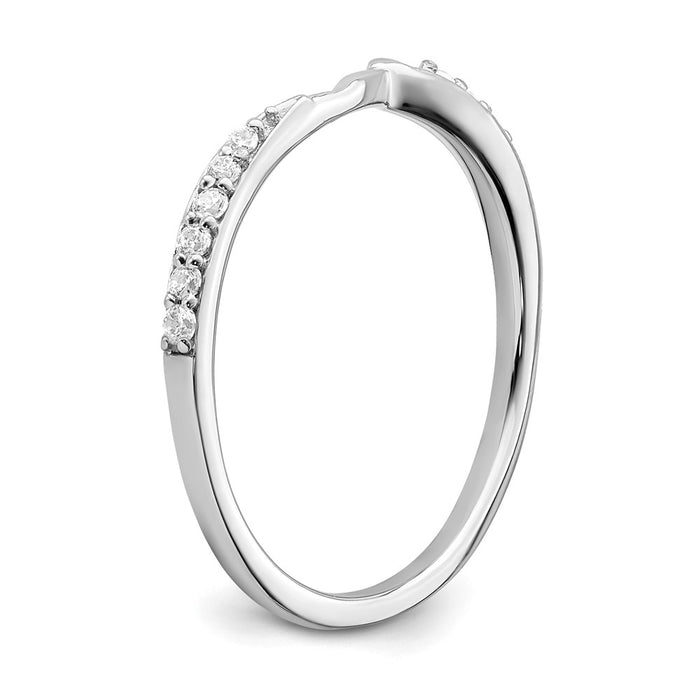 Buy Stylish 10K White Gold Contoured Wedding Band with 1/15 Carat Diamonds-6