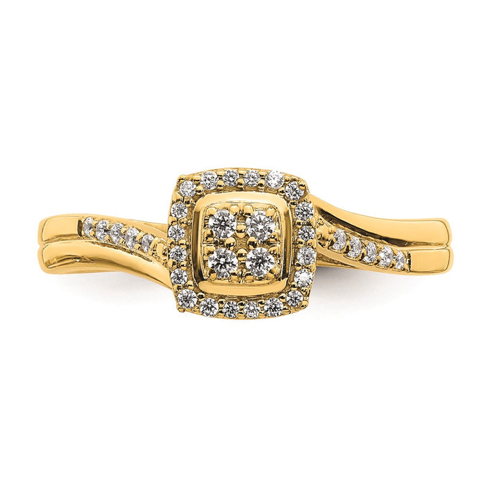 Buy Exclusive 10K Yellow Gold Halo Engagement Ring, 1/6 Carat Diamonds - Stylish Value!-4