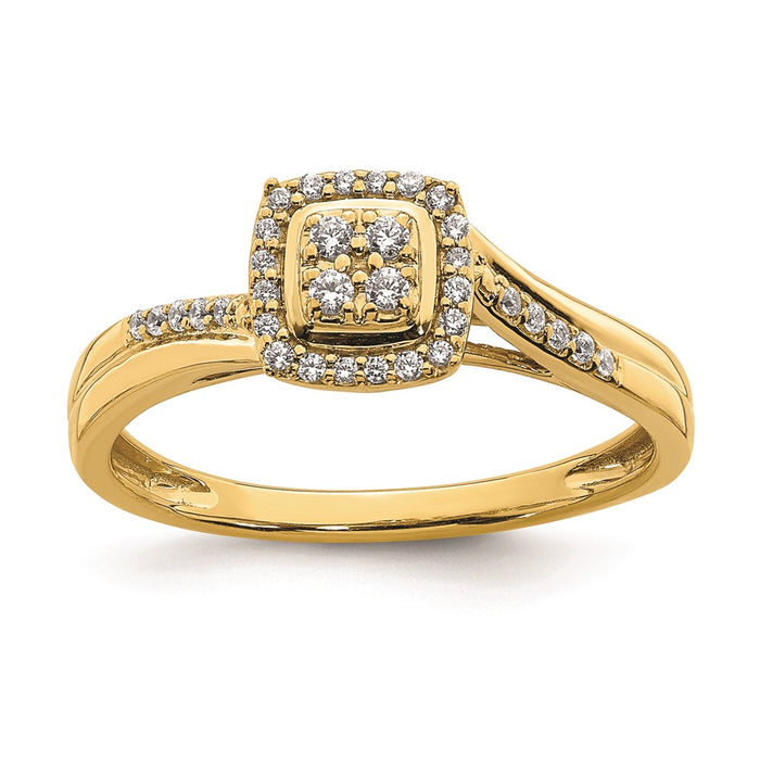 Buy Exclusive 10K Yellow Gold Halo Engagement Ring, 1/6 Carat Diamonds - Stylish Value!-1