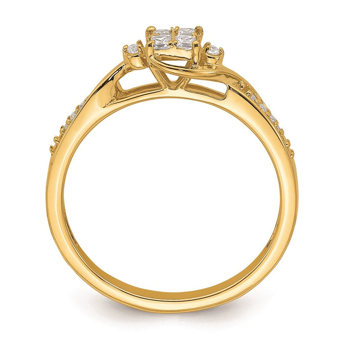 Buy Stylish 10K Yellow Gold Bypass Diamond Engagement Ring, 1/5 Carat Value!-2