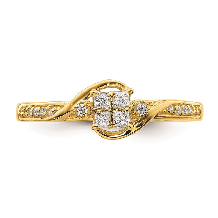 Buy Stylish 10K Yellow Gold Bypass Diamond Engagement Ring, 1/5 Carat Value!-4