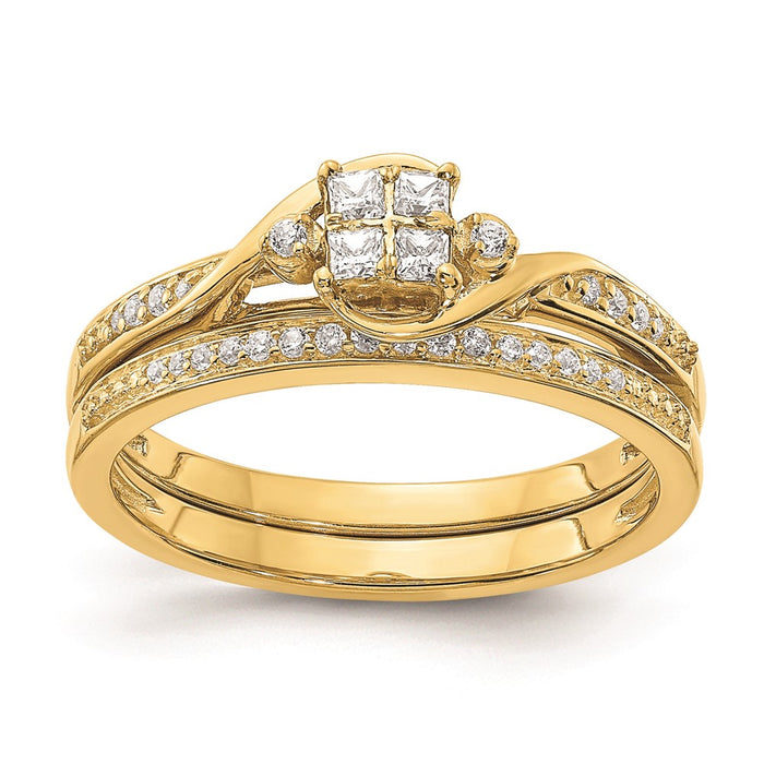 Buy Stylish 10K Yellow Gold Bypass Diamond Engagement Ring, 1/5 Carat Value!-7