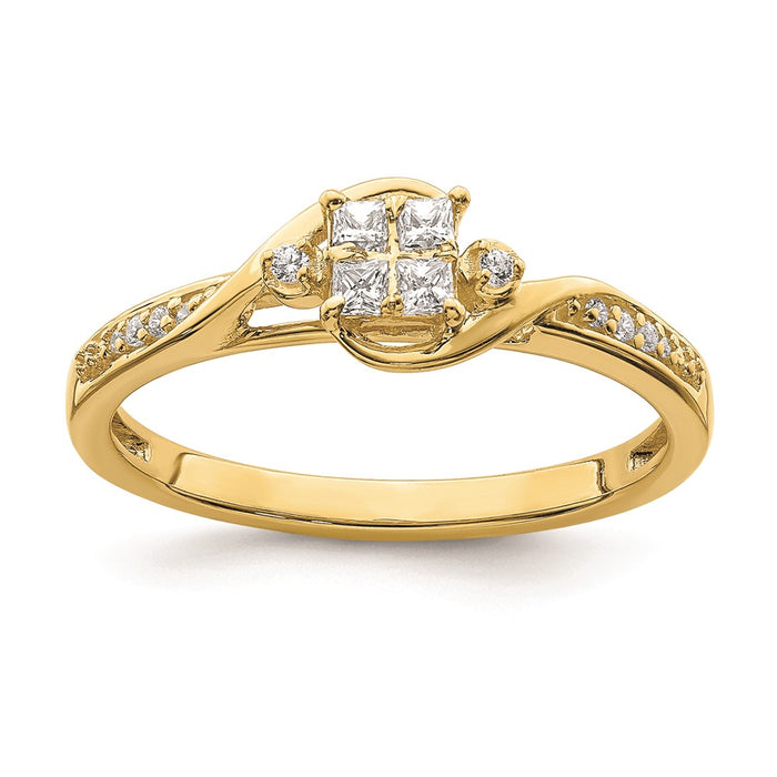 Buy Stylish 10K Yellow Gold Bypass Diamond Engagement Ring, 1/5 Carat Value!-1