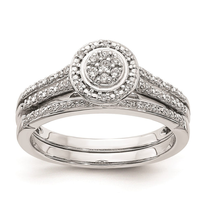 Buy Stylish 10K White Gold Halo Cluster Engagement Ring - 1/6 Carat Diamond-7