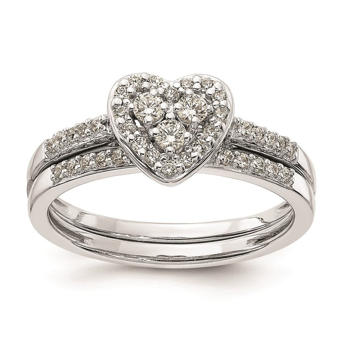 Buy Stylish 10K White Gold Heart Halo Engagement Ring with 1/4 Carat Diamond-7