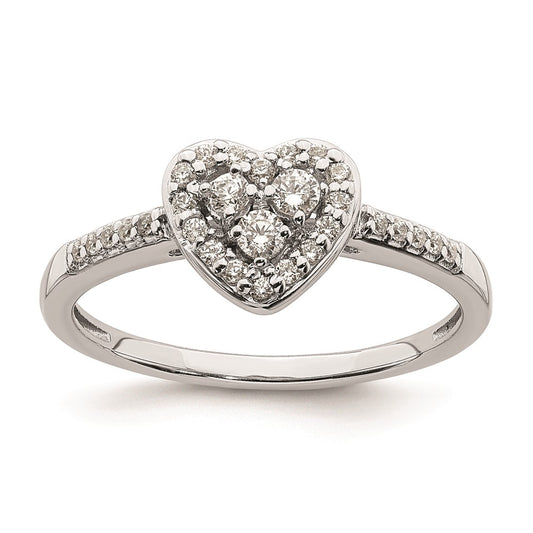 Buy Stylish 10K White Gold Heart Halo Engagement Ring with 1/4 Carat Diamond