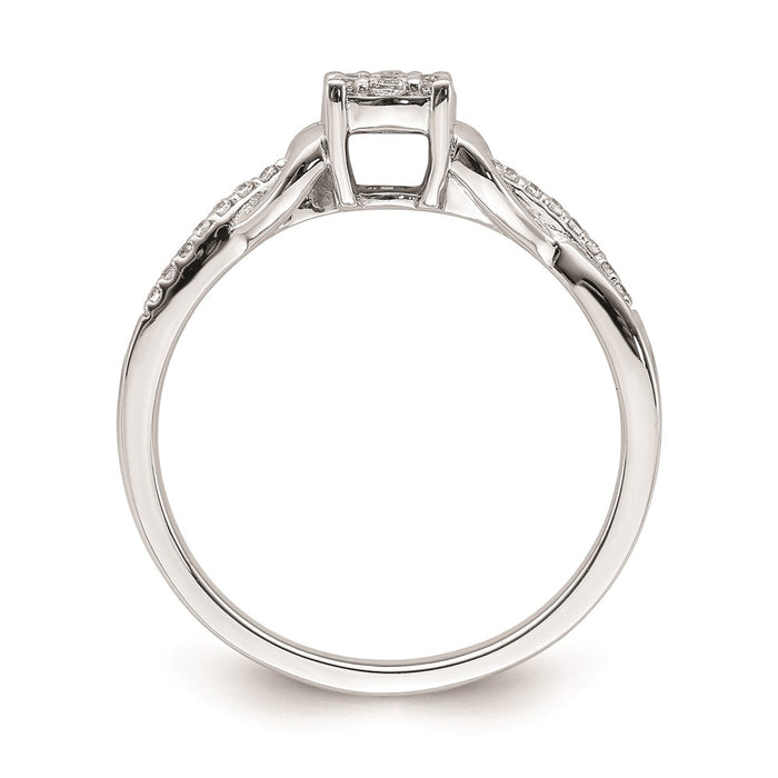 Buy Designer 10K White Gold Heart Cluster Engagement Ring, 1/6 Carat Diamond, Stylish Value.-2