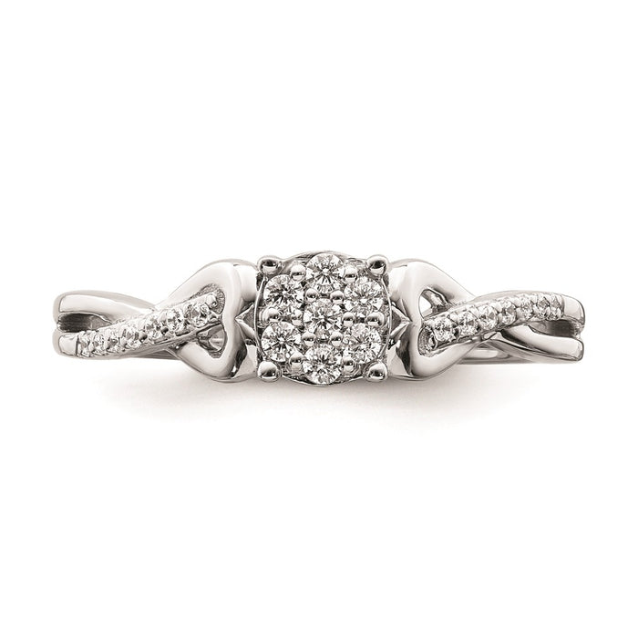 Buy Designer 10K White Gold Heart Cluster Engagement Ring, 1/6 Carat Diamond, Stylish Value.-4