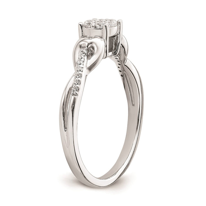 Buy Designer 10K White Gold Heart Cluster Engagement Ring, 1/6 Carat Diamond, Stylish Value.-6