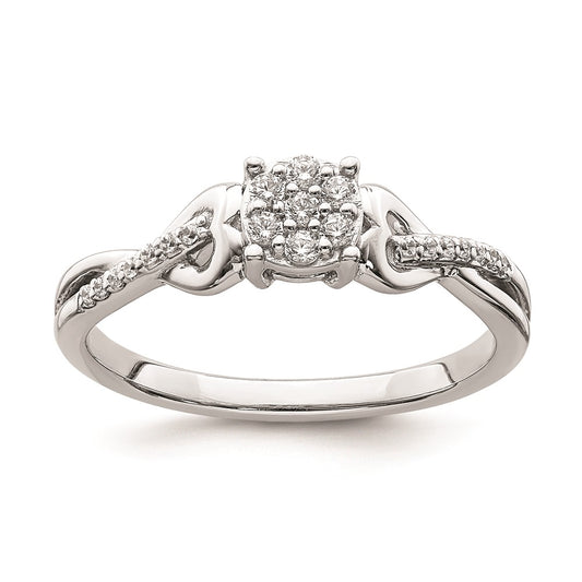 Buy Designer 10K White Gold Heart Cluster Engagement Ring, 1/6 Carat Diamond, Stylish Value.