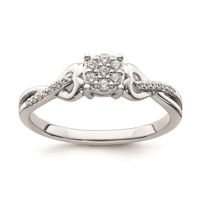 Buy Designer 10K White Gold Heart Cluster Engagement Ring, 1/6 Carat Diamond, Stylish Value.-1