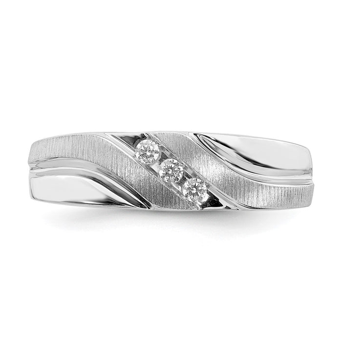Buy Stylish Men's 14K White Gold 3-Stone Diamond Ring, 1/10 Carat Total Weight-4