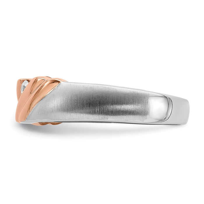 Buy Stylish 14K White & Rose Gold Men's 3-Stone Diamond Band - 1/6 Carat-3