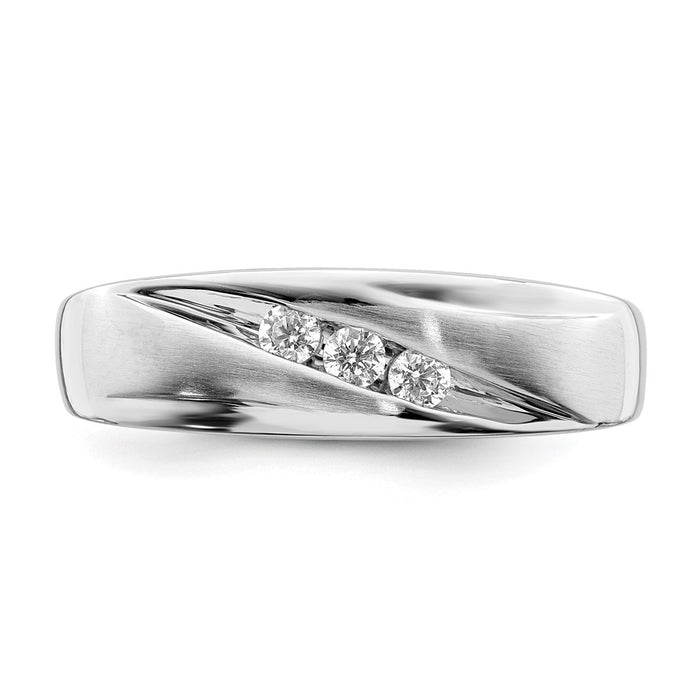 Buy Stylish Men's 14K White Gold 3-Stone Diamond Band - 1/5 Carat Value-4