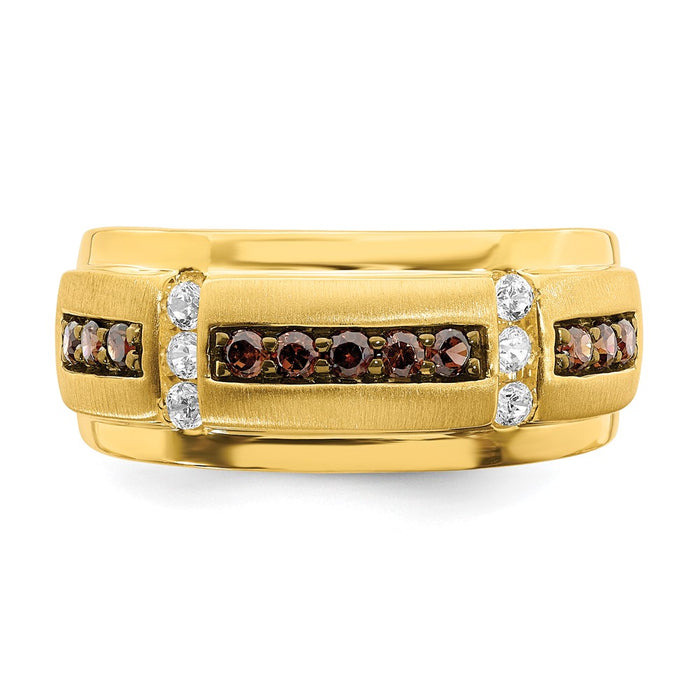 High-Quality 14K Men's Ring with 1/2 Carat Brown & White Diamonds - Stylish Value-4