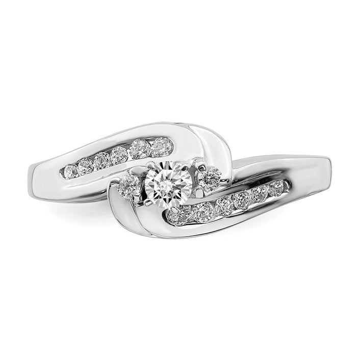 Buy Exclusive 14K White Gold Bypass Engagement Ring with 1/3 Carat Diamond-4