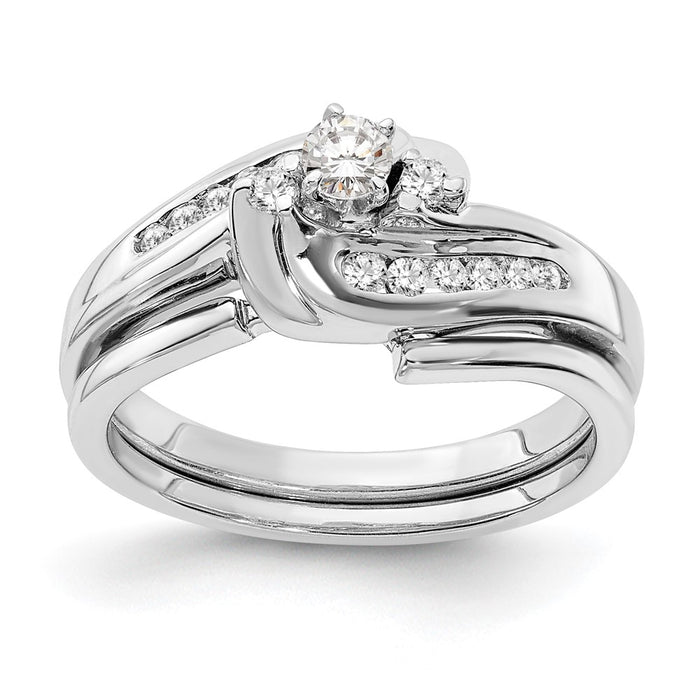 Buy Exclusive 14K White Gold Bypass Engagement Ring with 1/3 Carat Diamond-6