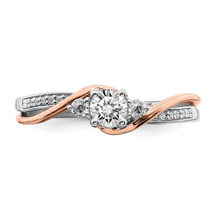 Exclusive 14K White & Rose Gold By-Pass Engagement Ring | 1/4 ct Center & 1/8 ct Accents-4