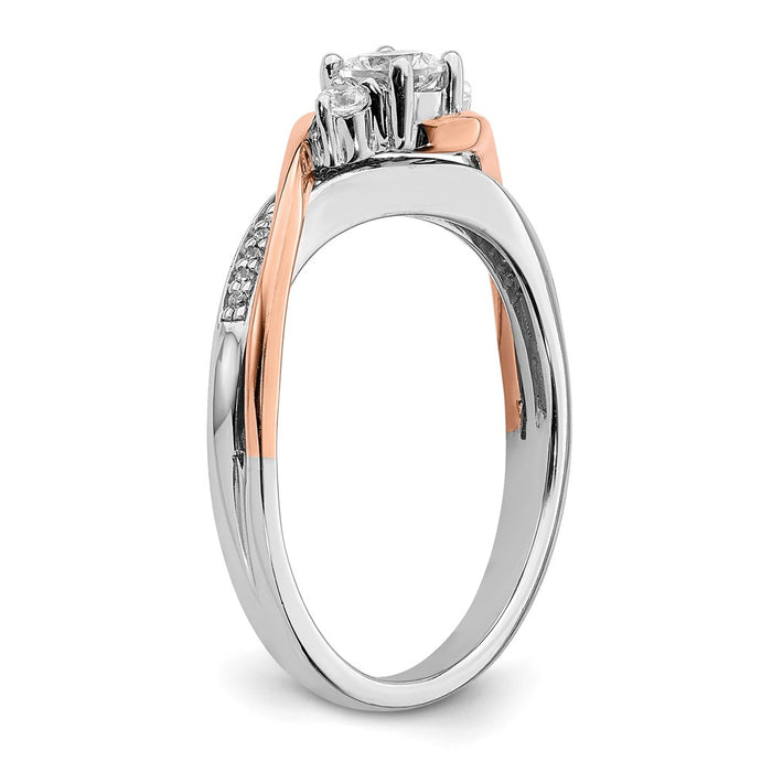Exclusive 14K White & Rose Gold By-Pass Engagement Ring | 1/4 ct Center & 1/8 ct Accents-6