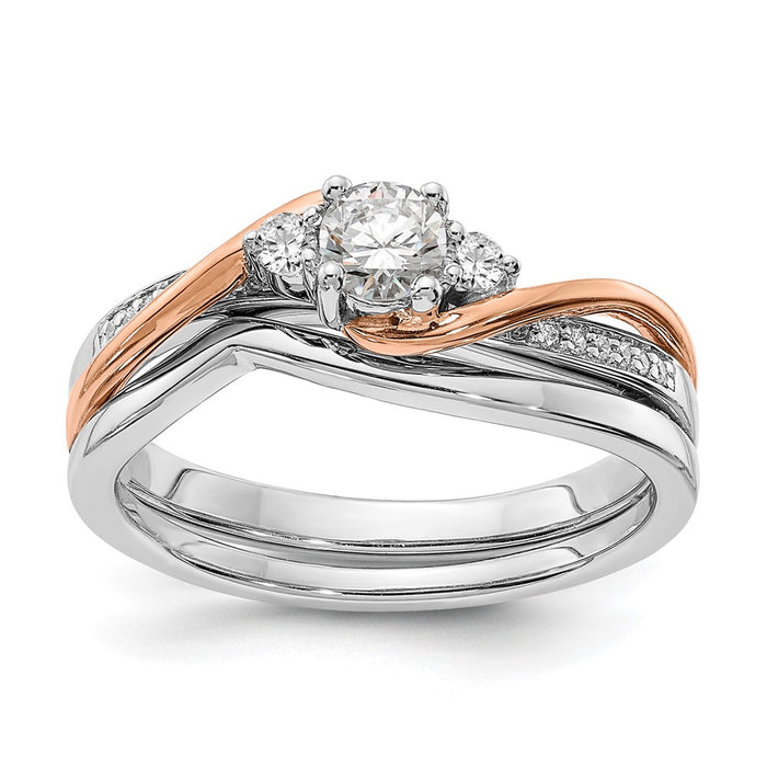 Exclusive 14K White & Rose Gold By-Pass Engagement Ring | 1/4 ct Center & 1/8 ct Accents-7