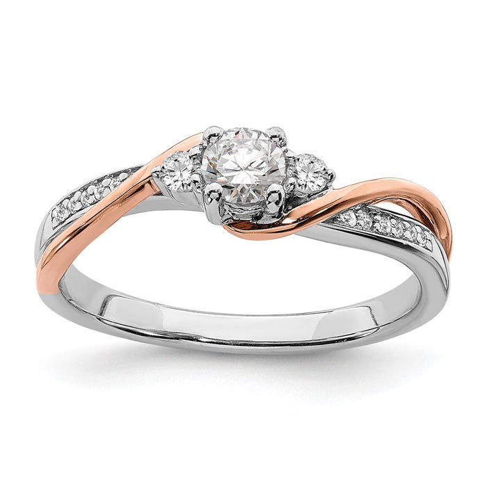 Exclusive 14K White & Rose Gold By-Pass Engagement Ring | 1/4 ct Center & 1/8 ct Accents-1