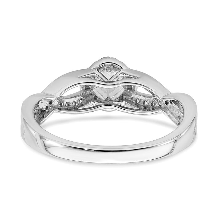 High-Quality 14K White Gold Criss-Cross Halo Engagement Ring, 1/3 Carat Value-5