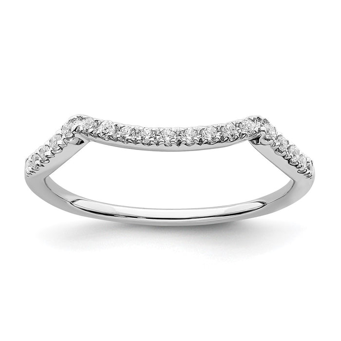 Buy Stylish 14K White Gold Contoured Wedding Band with 1/10 Carat Diamond-1