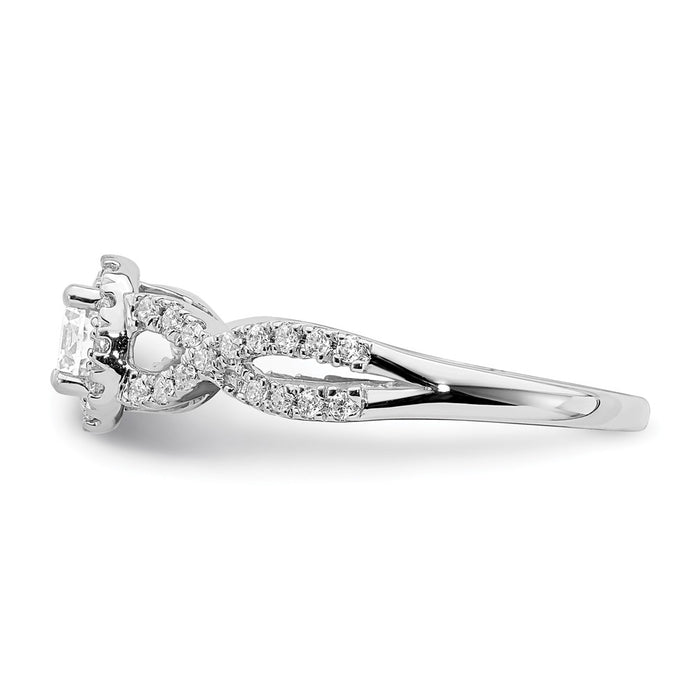 High-Quality 14K White Gold Halo Engagement Ring for 1/3 Carat Center, Stylish Design-3