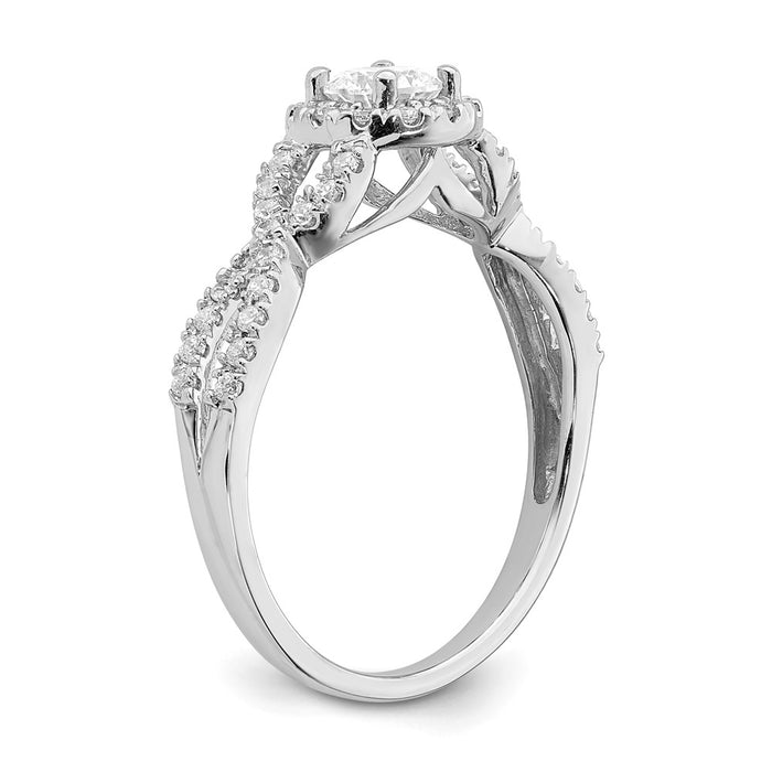 High-Quality 14K White Gold Halo Engagement Ring for 1/3 Carat Center, Stylish Design-6
