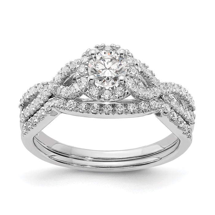 High-Quality 14K White Gold Halo Engagement Ring for 1/3 Carat Center, Stylish Design-7