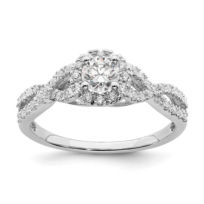 High-Quality 14K White Gold Halo Engagement Ring for 1/3 Carat Center, Stylish Design-1