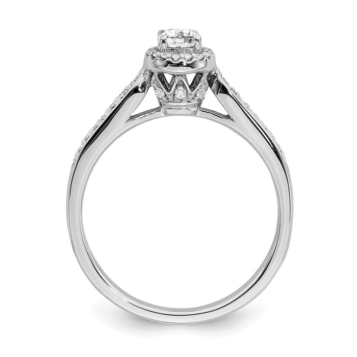 Buy Exclusive 14K White Gold Halo Engagement Ring - 1/4 Carat Center, Stylish Accents-2