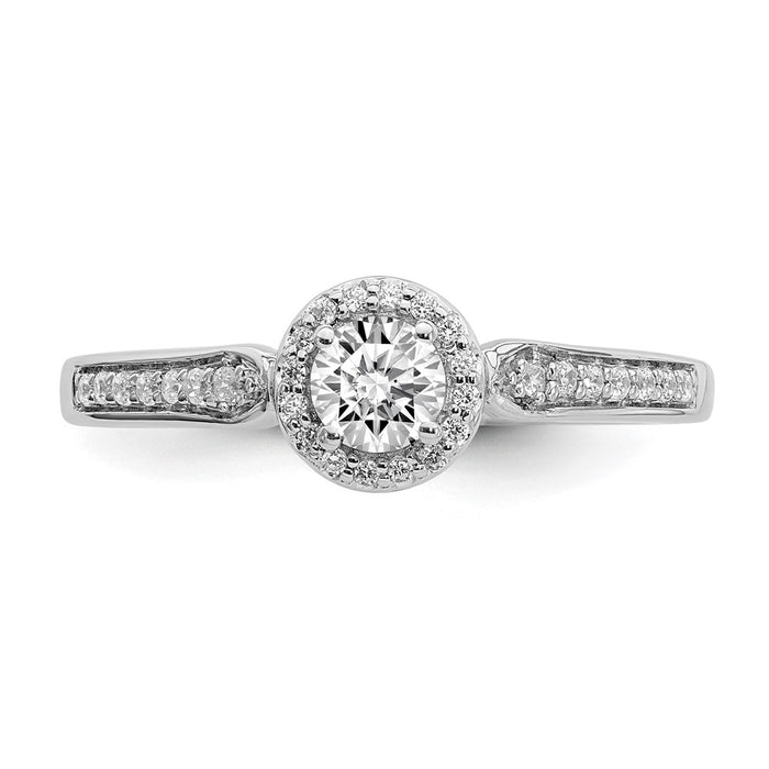 Buy Exclusive 14K White Gold Halo Engagement Ring - 1/4 Carat Center, Stylish Accents-4