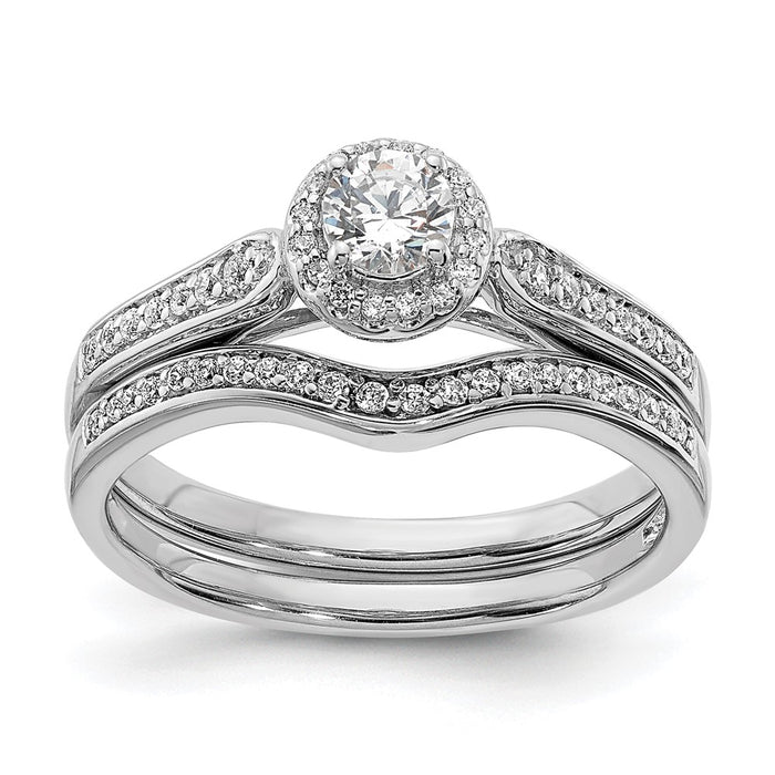 Buy Exclusive 14K White Gold Halo Engagement Ring - 1/4 Carat Center, Stylish Accents-6