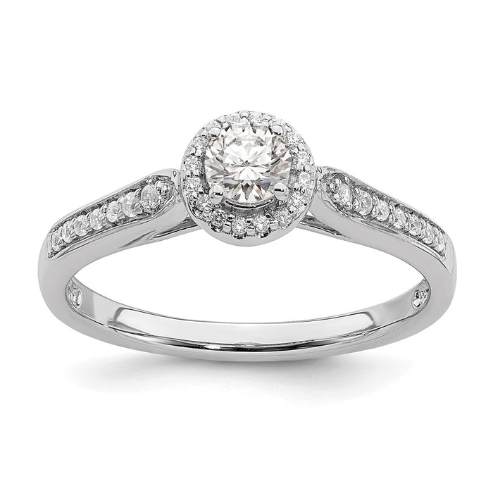 Buy Exclusive 14K White Gold Halo Engagement Ring - 1/4 Carat Center, Stylish Accents-1