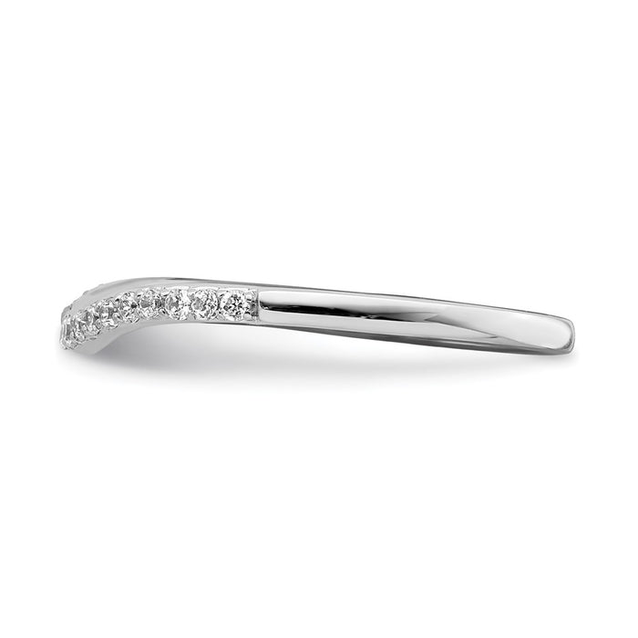 Exclusive 14K White Gold Contoured Wedding Band with 1/6 Carat Diamonds-3