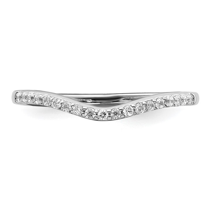 Exclusive 14K White Gold Contoured Wedding Band with 1/6 Carat Diamonds-4