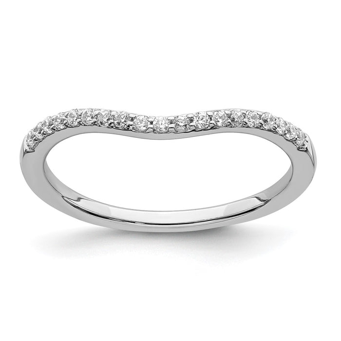 Exclusive 14K White Gold Contoured Wedding Band with 1/6 Carat Diamonds-1