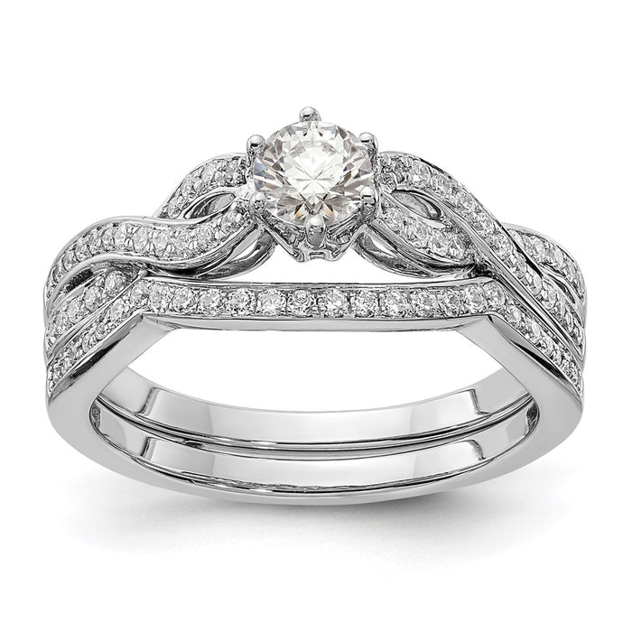 Buy Stylish 14K White Gold Criss-Cross Engagement Ring | 1/3 Carat Center-7