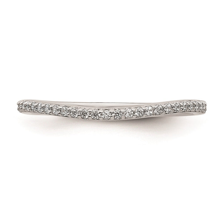 Exclusive 14K White Gold Contoured Wedding Band with 1/8 Carat Diamonds-4