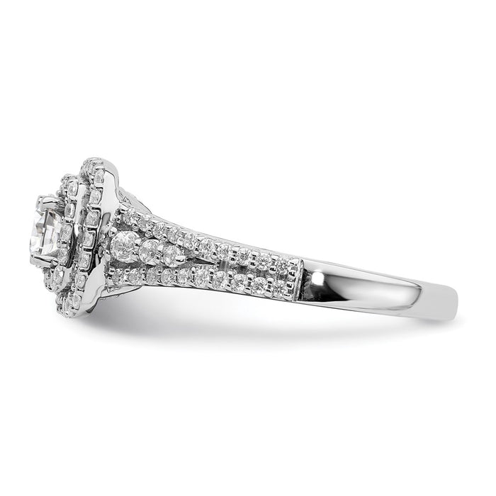 Buy 14K White Gold Double Halo Engagement Ring - 1/3 Carat Center, 1/2 CT Diamonds, Stylish Value!-3