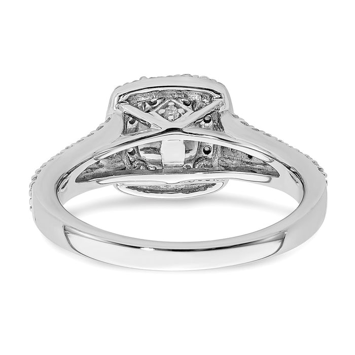 Buy 14K White Gold Double Halo Engagement Ring - 1/3 Carat Center, 1/2 CT Diamonds, Stylish Value!-5